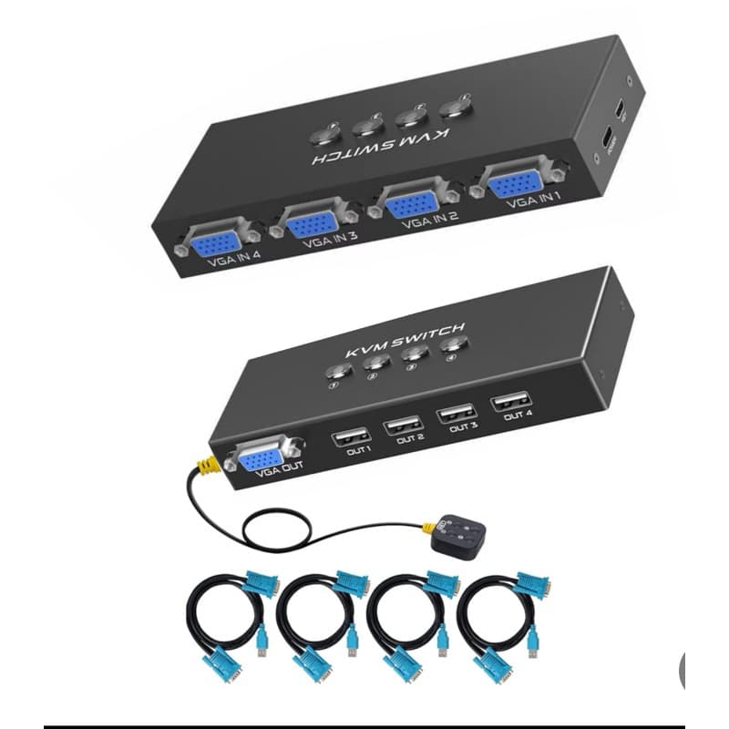 Kvm Switch Vga 4porta  com controle +4cabos Ativo