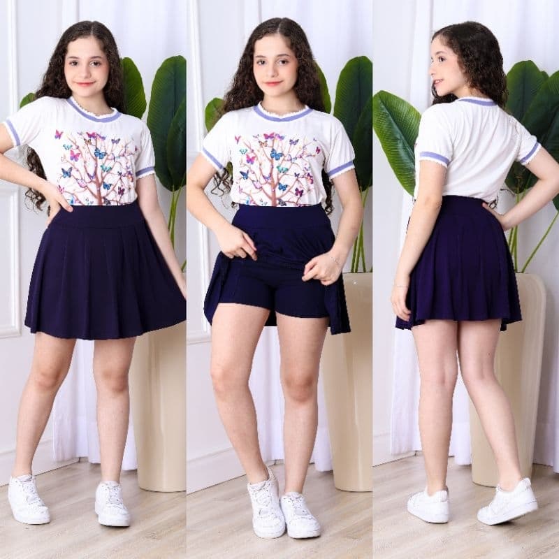 Short Saia Infantil Juvenil Plissado  com bolso Viscolycra