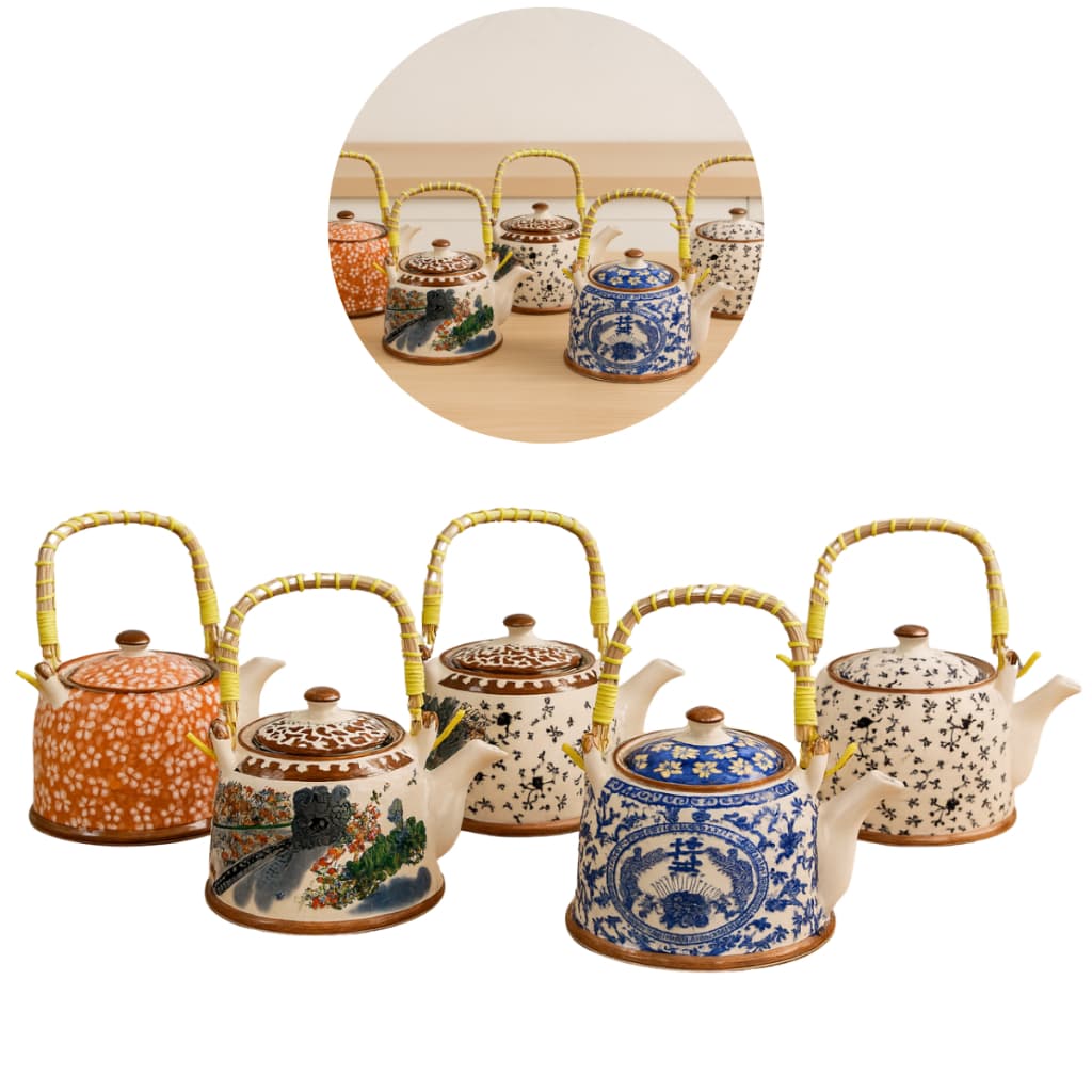 Chaleira Porcelana Bule De Chá Cerâmica Com Infusor Floral Azul Claro 900ml