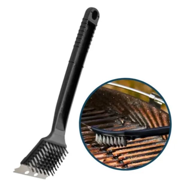 Escova Limpa Grelha De Churrasqueira Espátula Cerdas De Aço