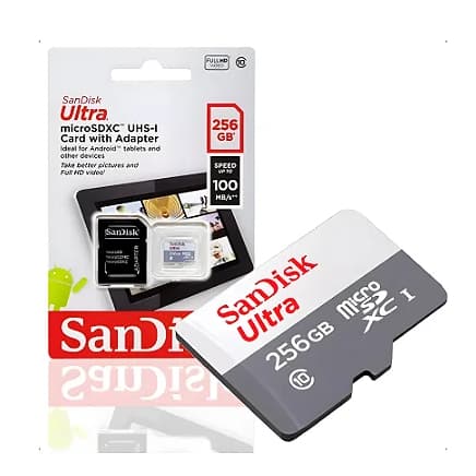 Cartão de Memória SanDisk Micro SD 256GB UHS-I Classe 10 com Adaptador - SDSQUNR-256G-GN6TA