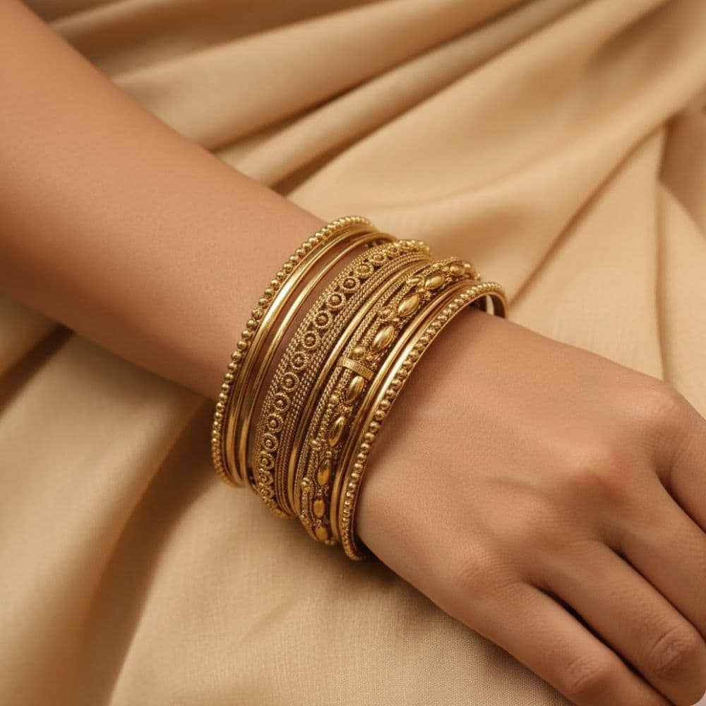 Conjunto de Pulseiras Indiana Dourada