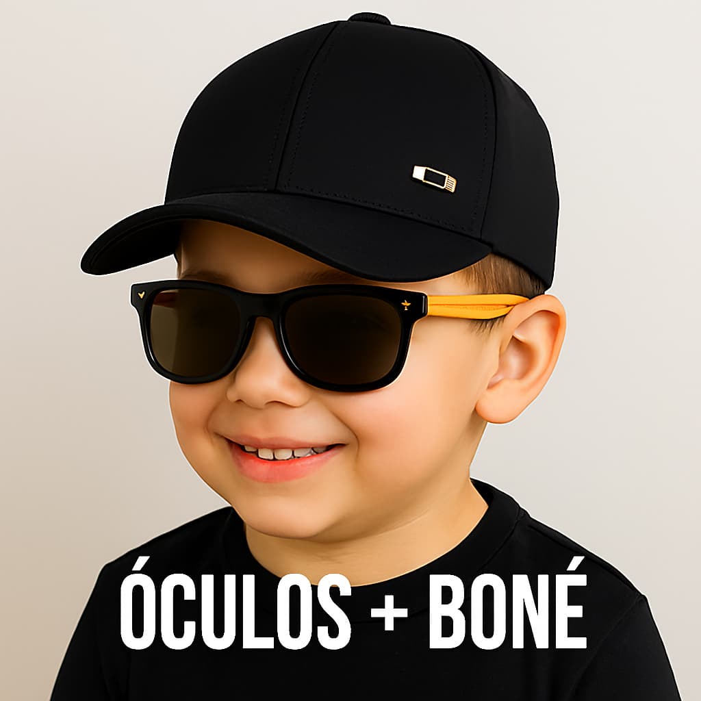 Kit Boné Infantil Aba Curva Ajustável + Óculos de Sol Criança Estiloso"