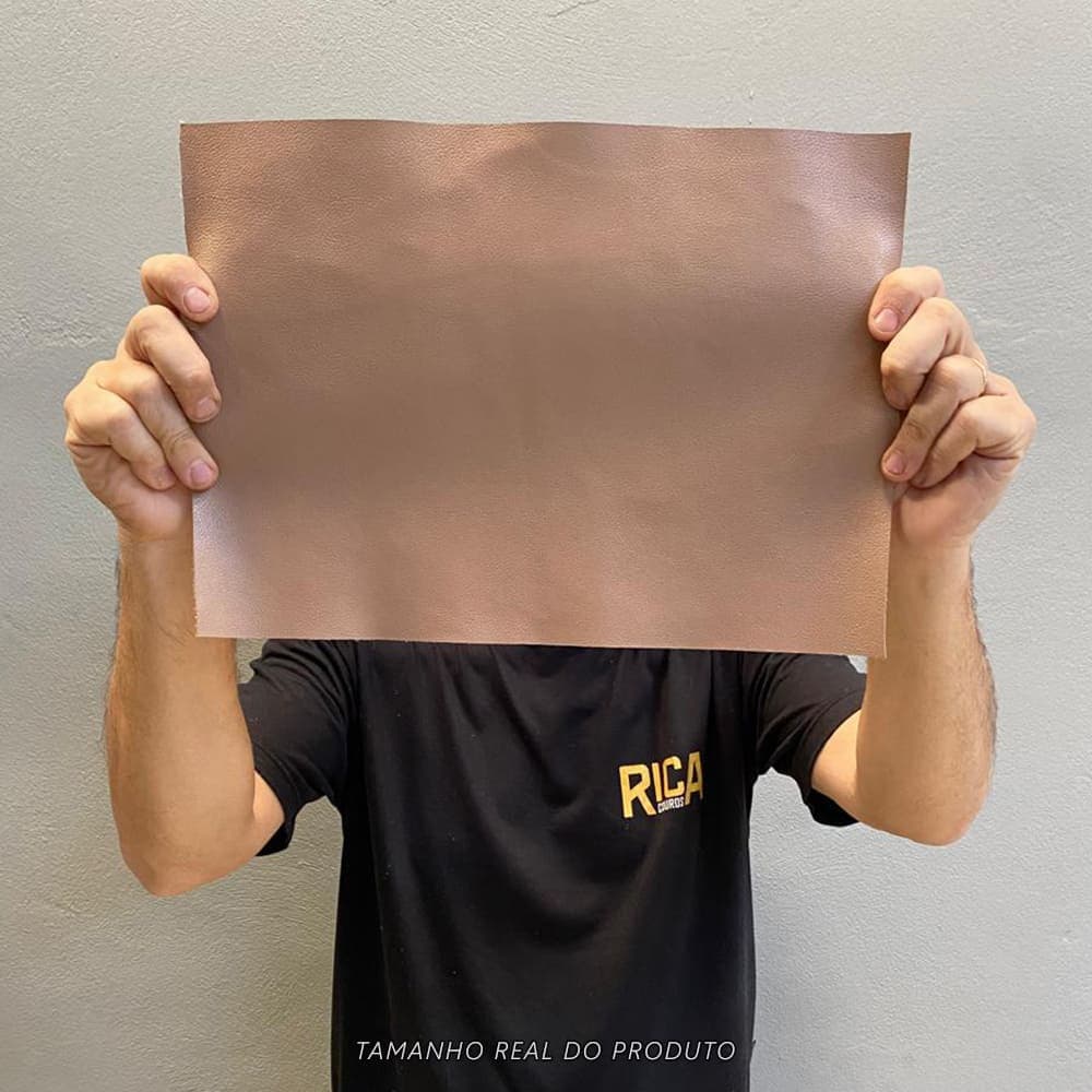 Painel de Couro Genuíno Tipo Fly 25x35cm – Placa Natural e Macia - Retalho 10/12 linhas - Cor: Nude