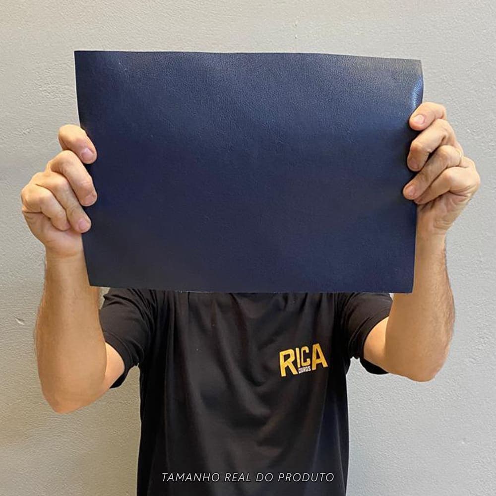 Painel de Couro Legítimo Tipo Fly 25x35cm – Placa Natural e Macia - Retalho Pedaço 10/12 linhas - Acessórios -Cor: Navy
