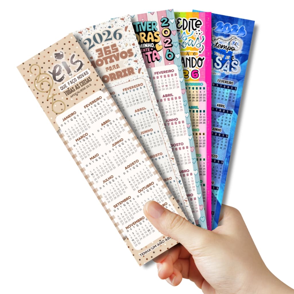 25, 50 e 100 Marca Página Calendário 2026 Encorpado, Biblico, Motivação, Volta As Aulas Envio Rápido