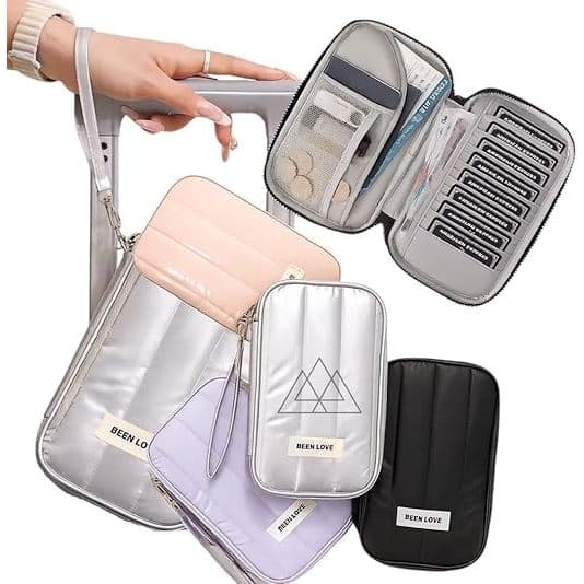 Carteira Porta Passaporte puffer feminina, carteira para documentos, cartões e bilhetes de embarque