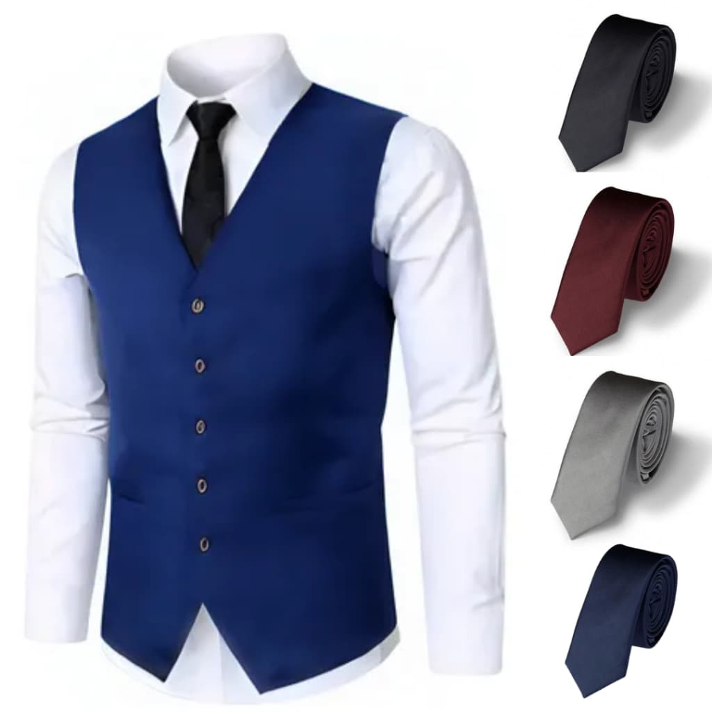 Kit Conjunto Colete Social Masculino + Gravata Slim Fit Premium - Mega Oferta
