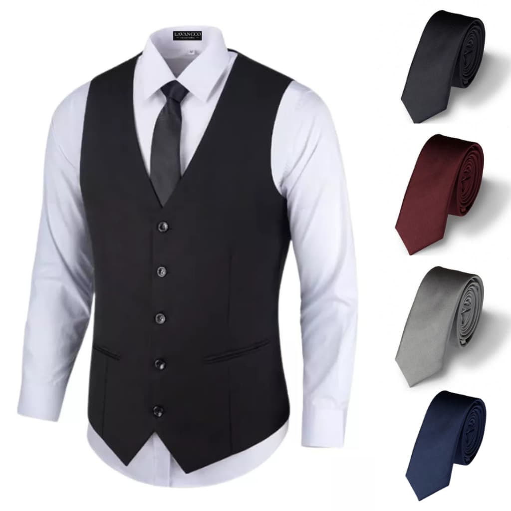 Kit Padrinho Colete Social Masculino P Casamentos + Gravata Premium - Envio Imediato