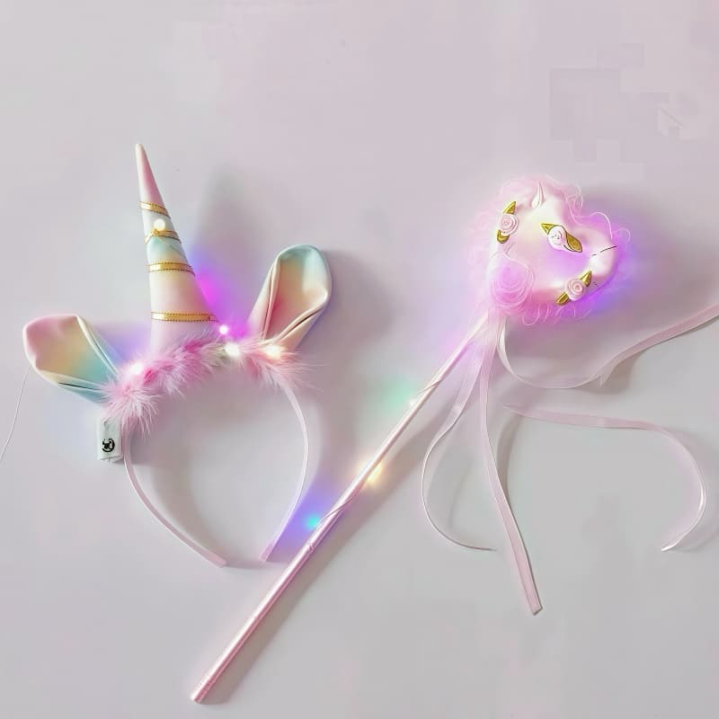Tiara De Cabelo Com Chifre De Unicórnio com a varinha - Led Que Acende - Carnaval/festa