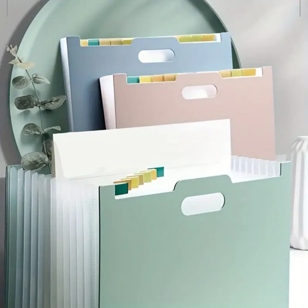 Pasta Arquivo Organizadora Expansível Com 13 Divisórias Para A4 Com Alça E Adesivo Identificação