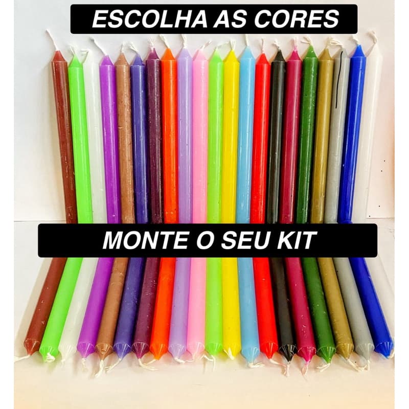 100 ou 50 Velas Palito Coloridas Tradicional 18cm Monte Seu Kit