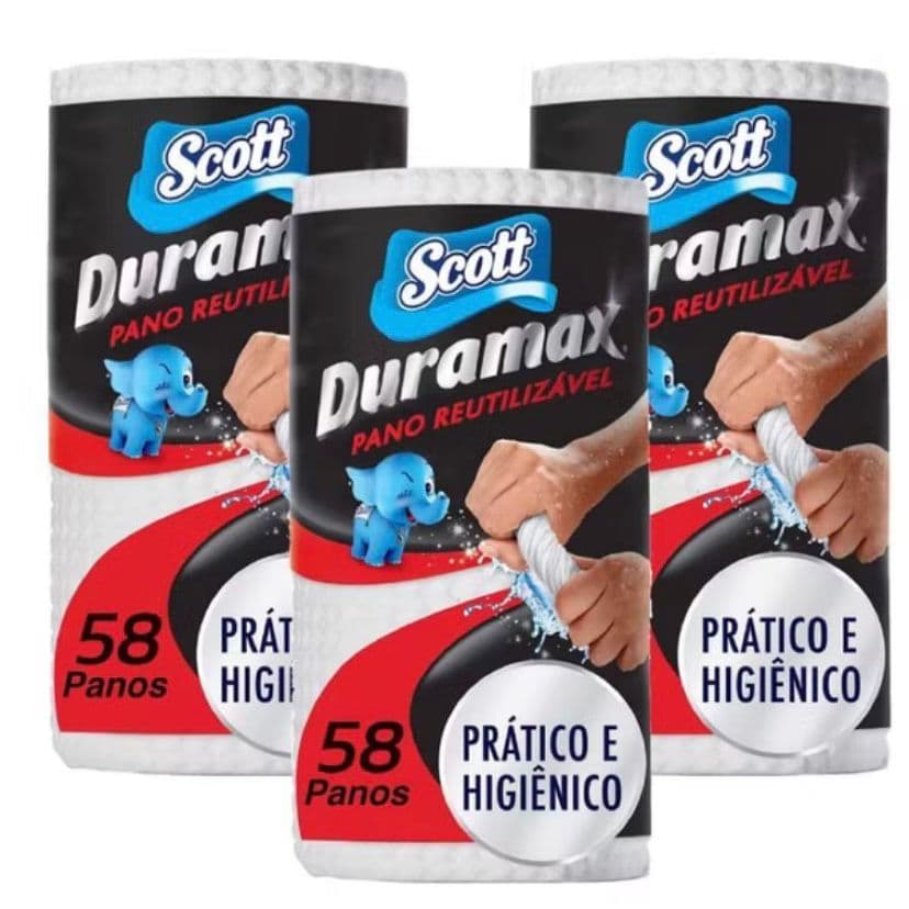 Kit 3 Pano Duramax Scott Reutilizavel Branco Limpeza Multiuso Toalha Lavavel Picotado