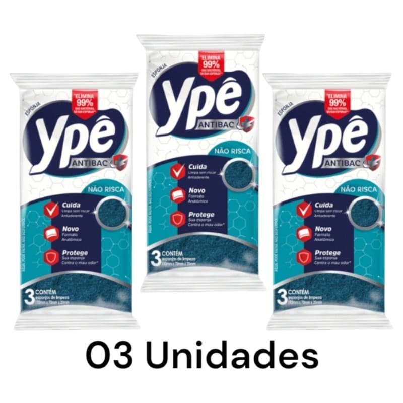Kit Esponja Ypê Não Risca Antibac Azul bucha louça cozinha pia casa cozinha lanchonete detergente