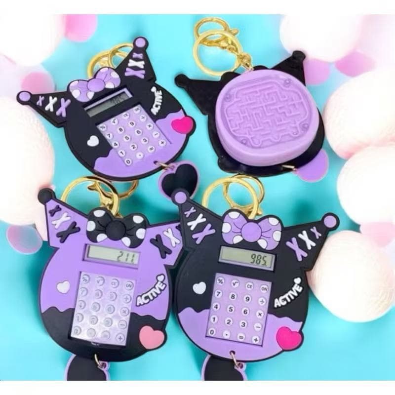 Mini Calculadora com Labirinto e Porta-Chaves Adesivo: Acessórios Coloridos para Escola e Escritório