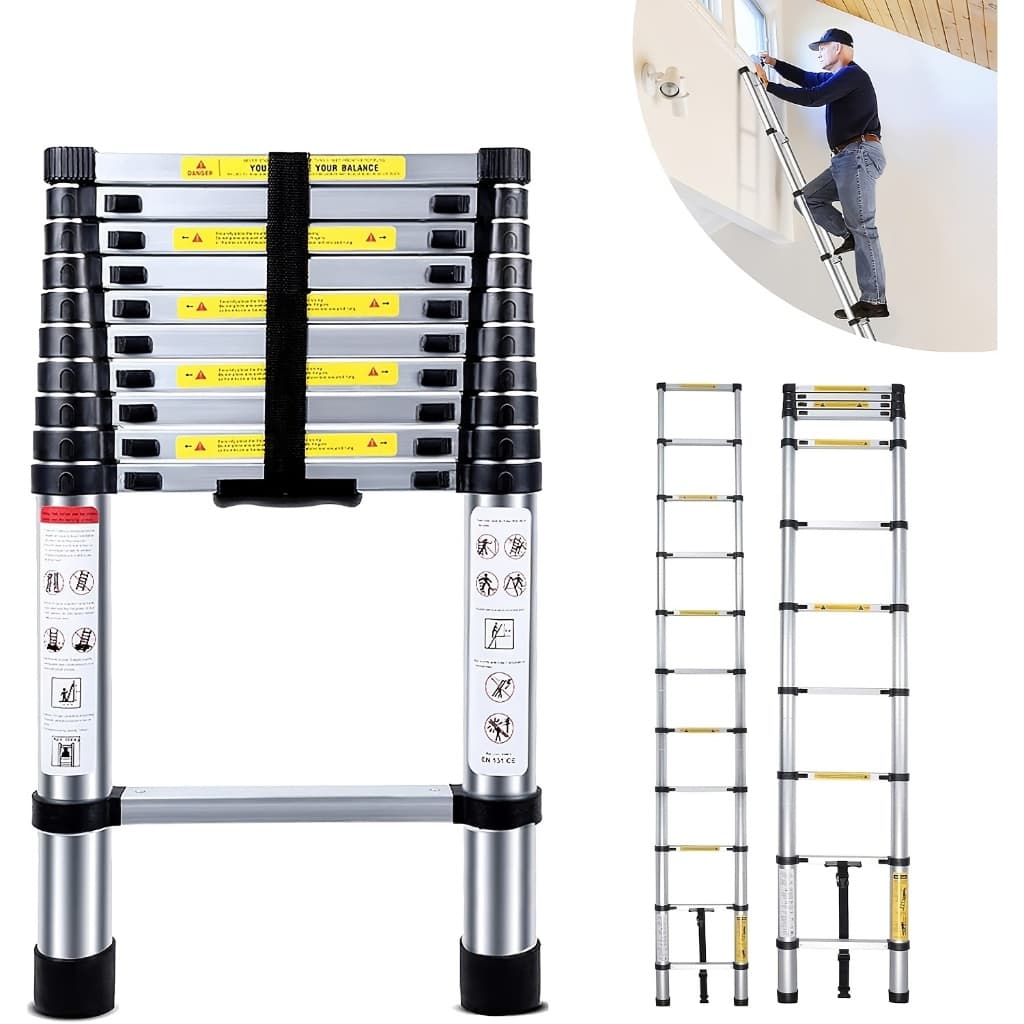 Escada Reta Alumínio Telescópica 3.5 Metros com 9 Degraus - ótima qualidade