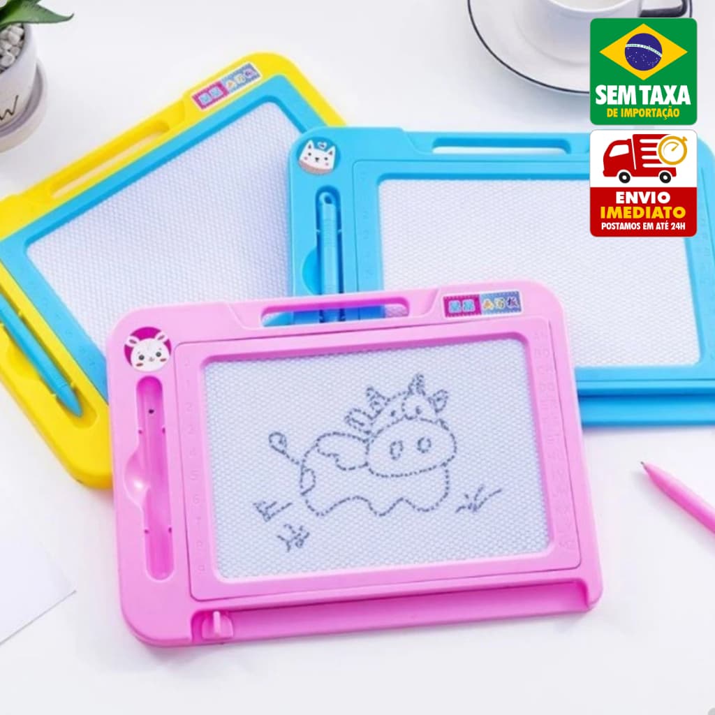 Lousa Mágica Infantil Magnética Quadro de Desenho Educativo P M G Cores Diversas