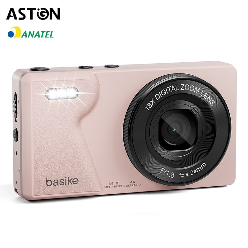 Astgn X Basike Câmera Digital 64MP,4K,Display ColoridoCamera Frontal e Traseira,Compacta e Portátil