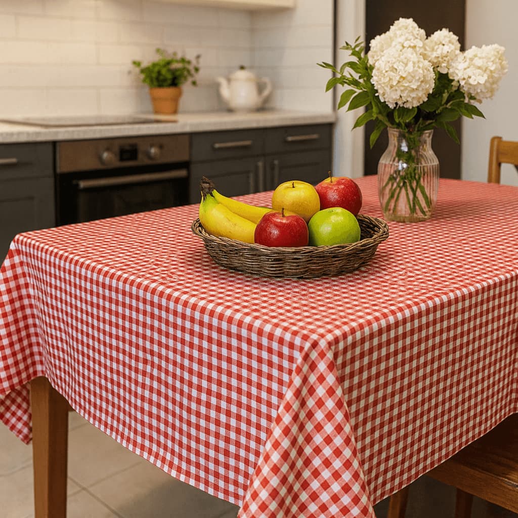 Toalha de Mesa Estampada Tecido Percal Xadrez Medio Floral Riscado 2,20m x 1,40m