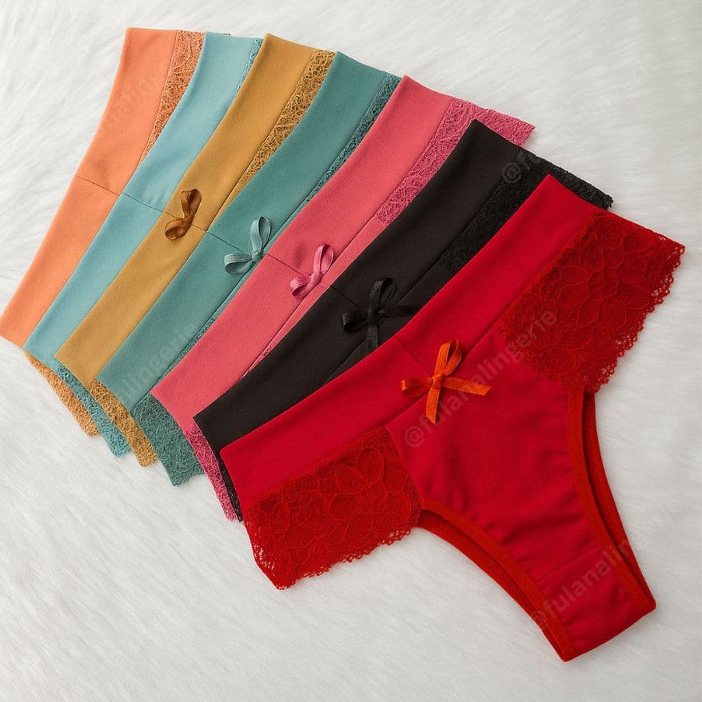 Kit 3 Calcinhas Microfibra Renda na Lateral Cintura Alta Conforto - Flor
