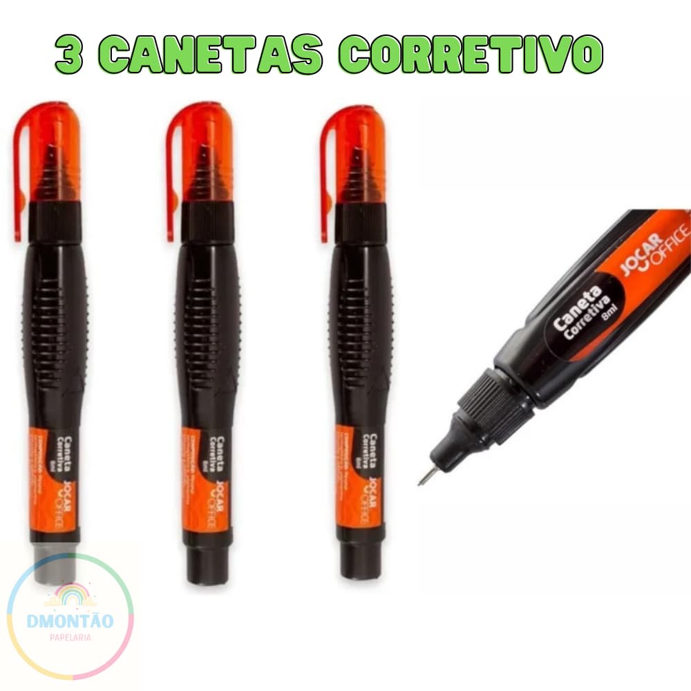 Caneta Corretiva  8 ml Jocar Office - 3 UNIDADES
