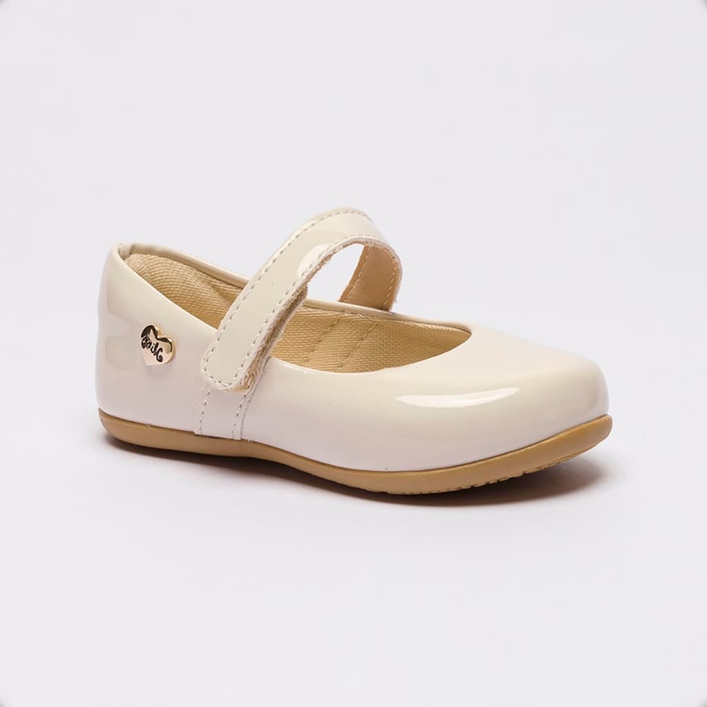 Sapatilha Infantil Bebê Menina Classic Batizado Conforto Bege Rosa Pequito