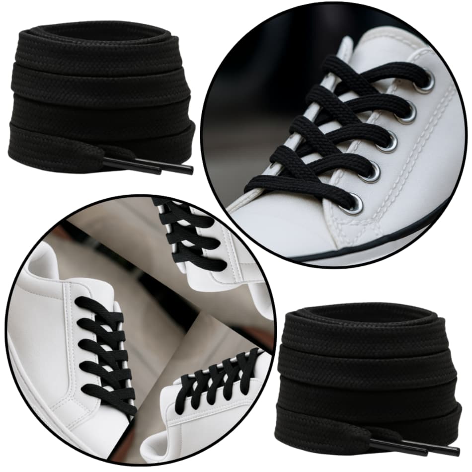 Par de Cadarço Infantil Chato 70 cm Preto – Resistentes para Calçados do 18 ao 27 Renove Qualidade