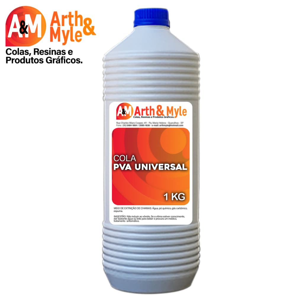 Cola Branca Pva Universal 1Kg - Papeis, artesanato, caixas, papelão, madeira, empastamento, embalagens, mdf etc.