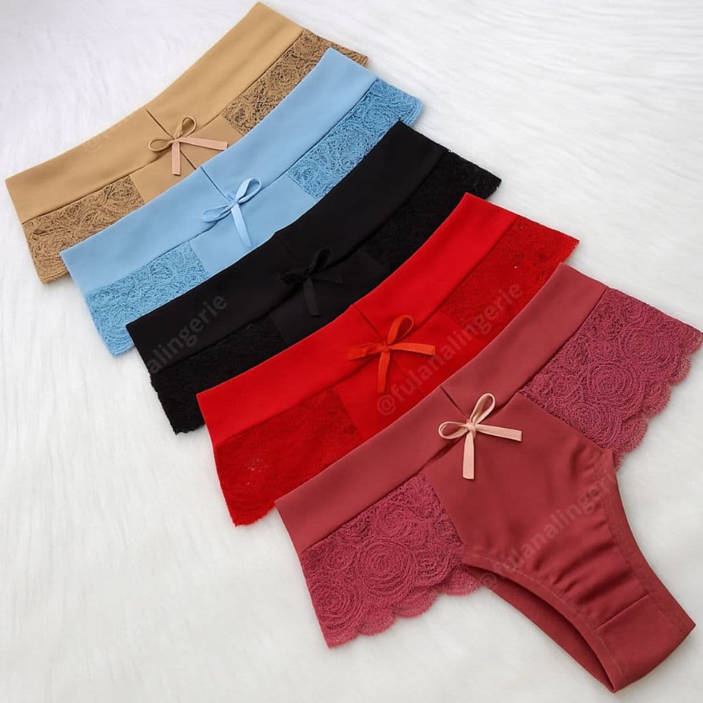 Kit Calcinhas Microfibra Renda na Lateral Cintura Alta Conforto - Flor