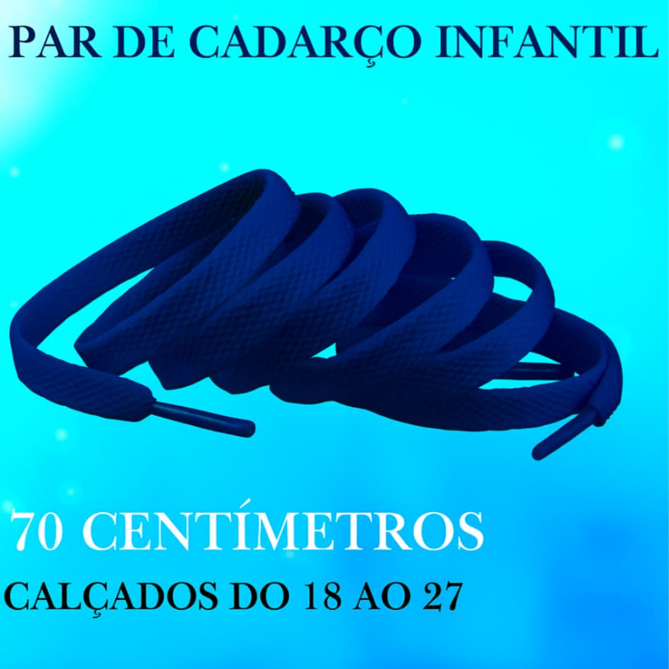 Par de Cadarço Infantil Chato 70cm Azul Marinho – Resistentes Calçados do 18 ao 27 Escola Renove