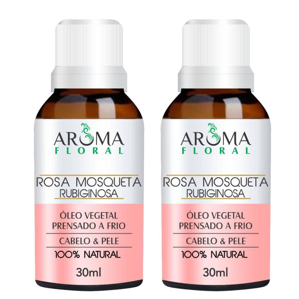 Kit 2 Óleo de Rosa rubiginosa Rosa Mosqueta 30ml prensado a frio orgânico vegano