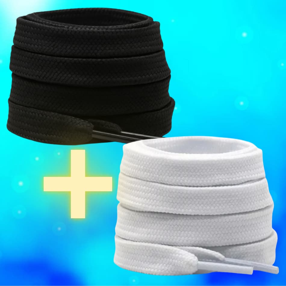 2 Pares de Cadarço Infantil Chato 70cm Preto e Branco Resistentes para Calçados do 18 ao 27 Quality