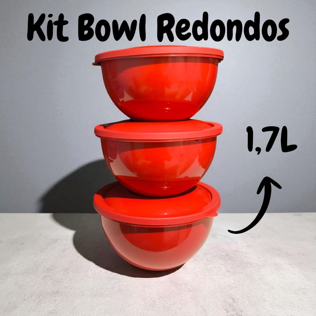 Kit Bowl com 3 Potes Redondos 1,7 L.