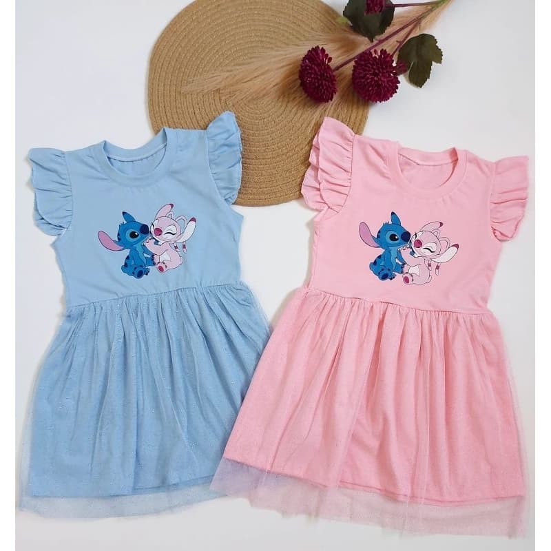 Vestido Infantil Stitch com Tule. Conforto e Magia para pequenas Fãs!