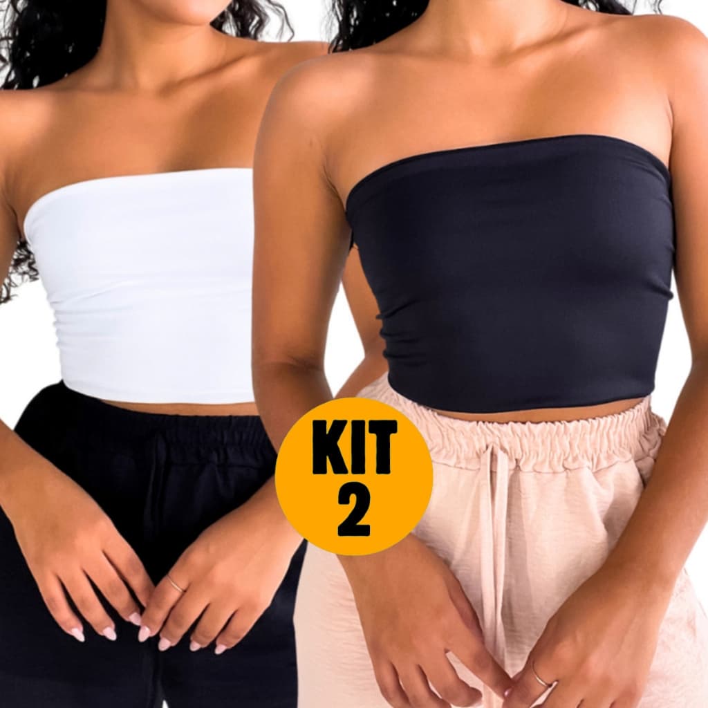 Kit 2 Top Cropped Feminino Tomara que Caia Elegante Festa Moda