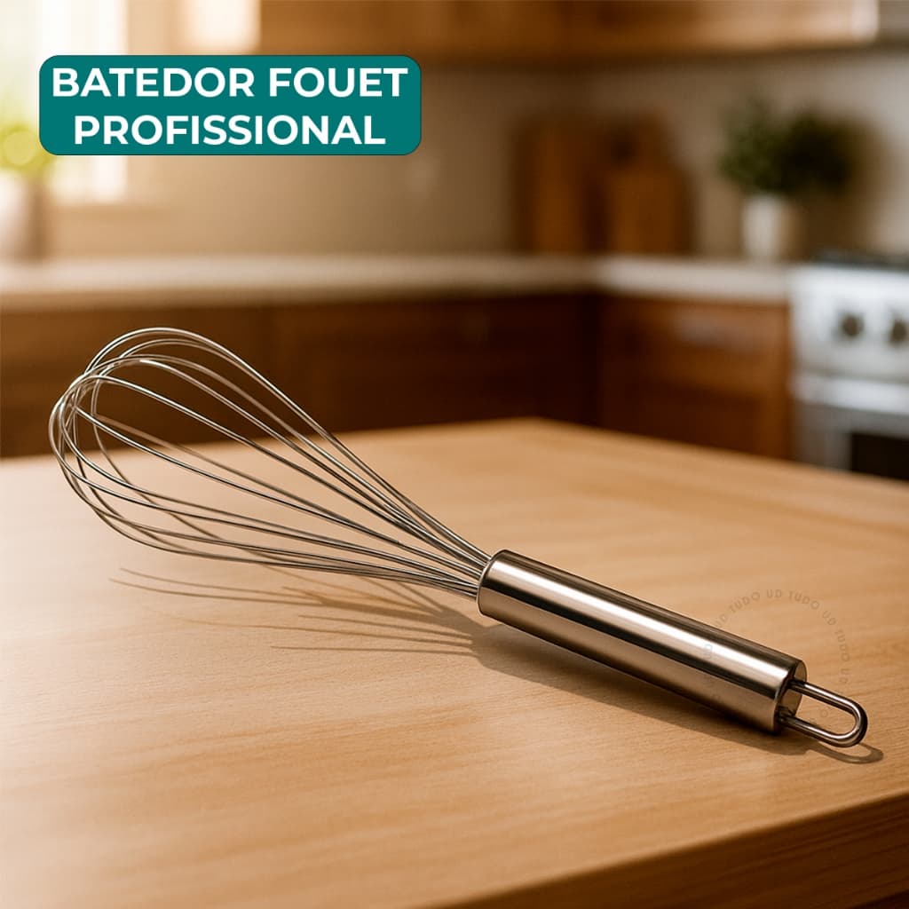Batedor Fouet Inox Profissional Cabo Reforçado Ovos Bolos Chantilly 29CM