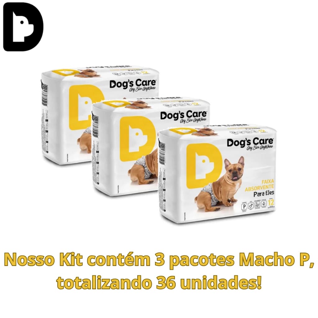 Kit Fralda Higiênica Descartável Para Cachorro Macho P 36unidades Pets