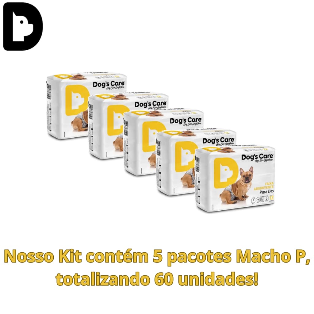 Fralda Higiênica Descartável Para Cachorro Macho P Kit 60 unidades Pet