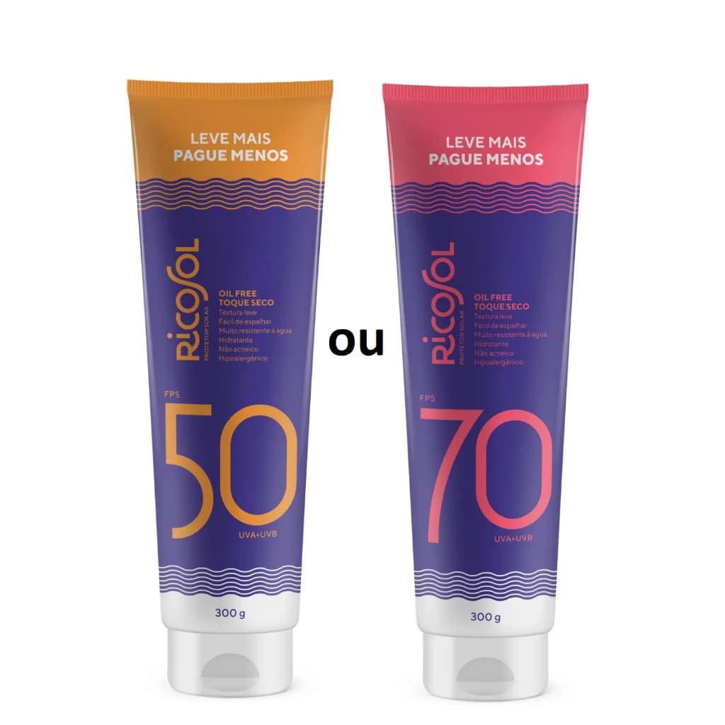 Ricosol Protetor Solar Corporal FPS 50 ou FPS 70 Tamanho Família 300g
