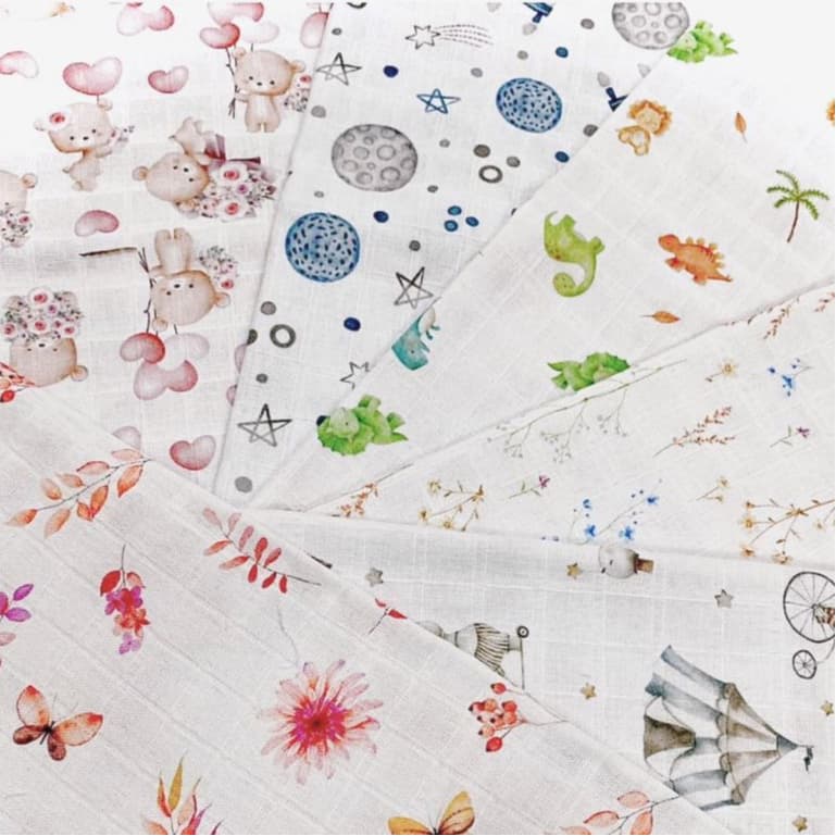 Tecido Fralda Mini Quadriculada 100% Algodão- estampa Digital - Com cheirinho de bebê -  por metro