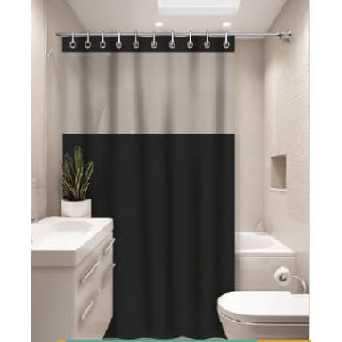 Cortina para Box Banheiro com Visor Vinil com Visor e Gancho Anti Mofo Resistente - Envio em 24h