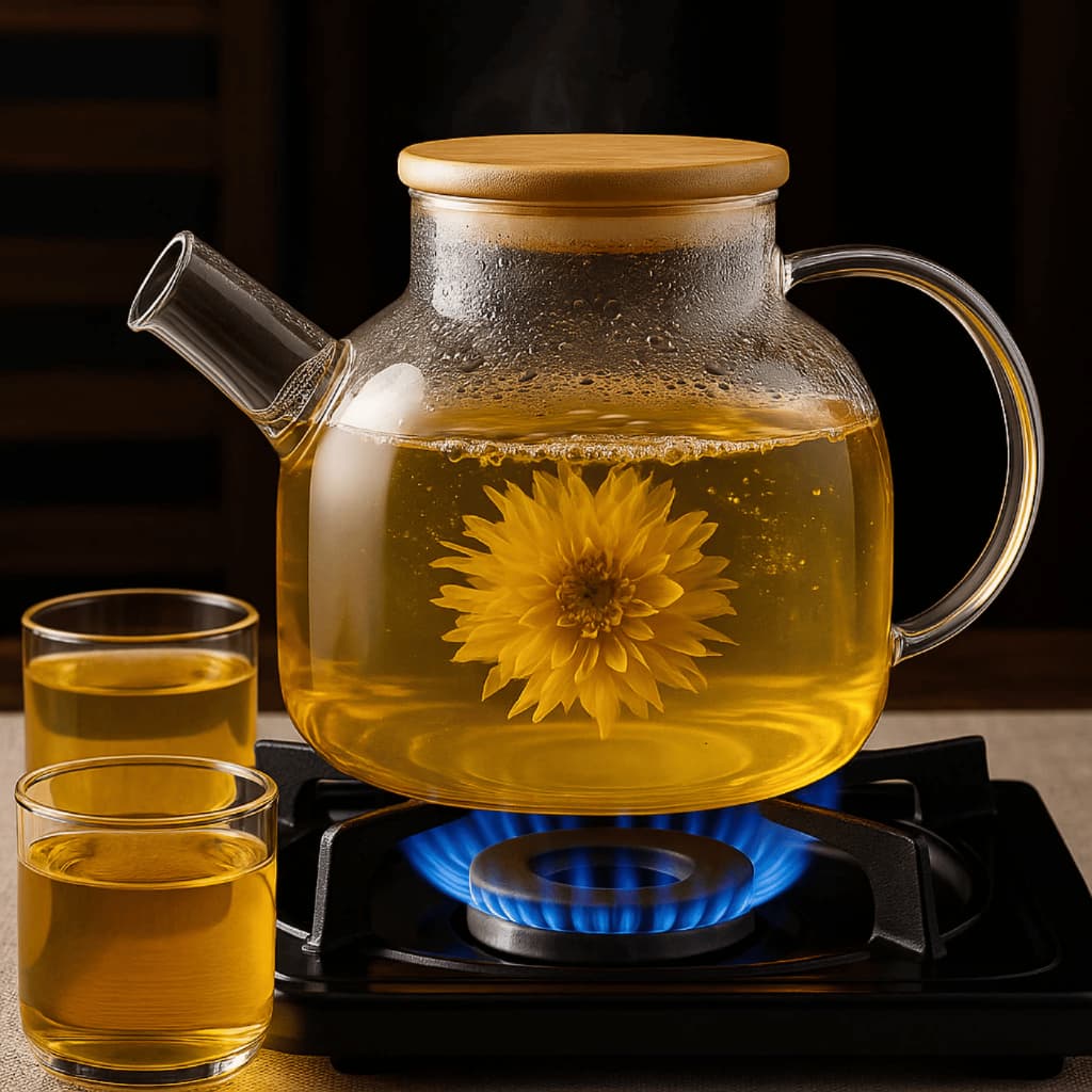 Chaleira De Vidro Com Infusor Inox Resistente Ao Fogo