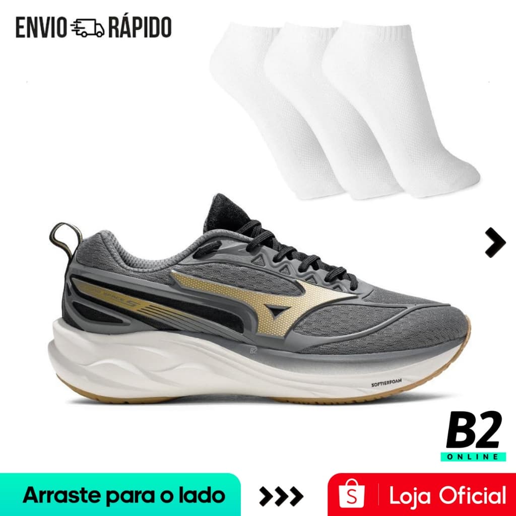 Tênis Mizuno Space 5 Masculino + 3 Pares de Meias Original Com Nota Fiscal e Garantia