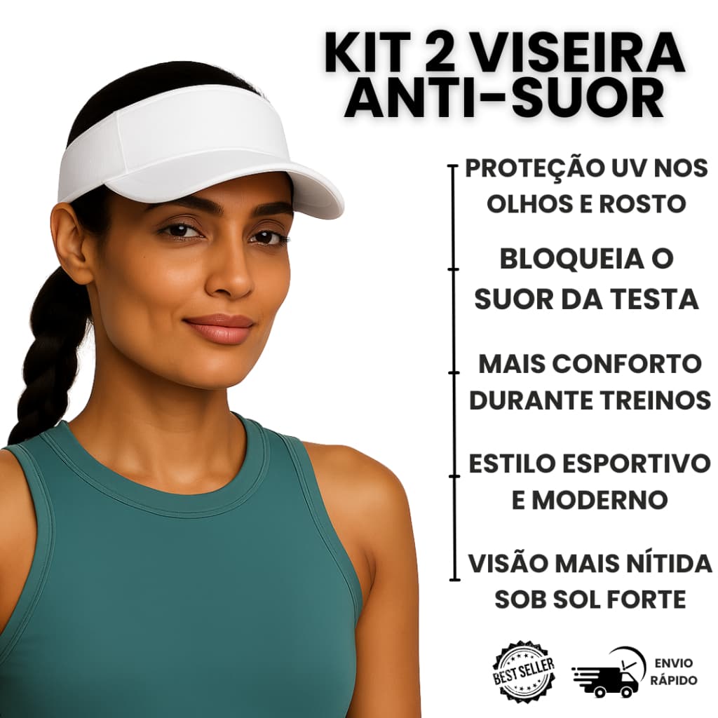 Kit 2 Viseiras Lisas Dry Fit Esportiva com Proteção Solar UV
