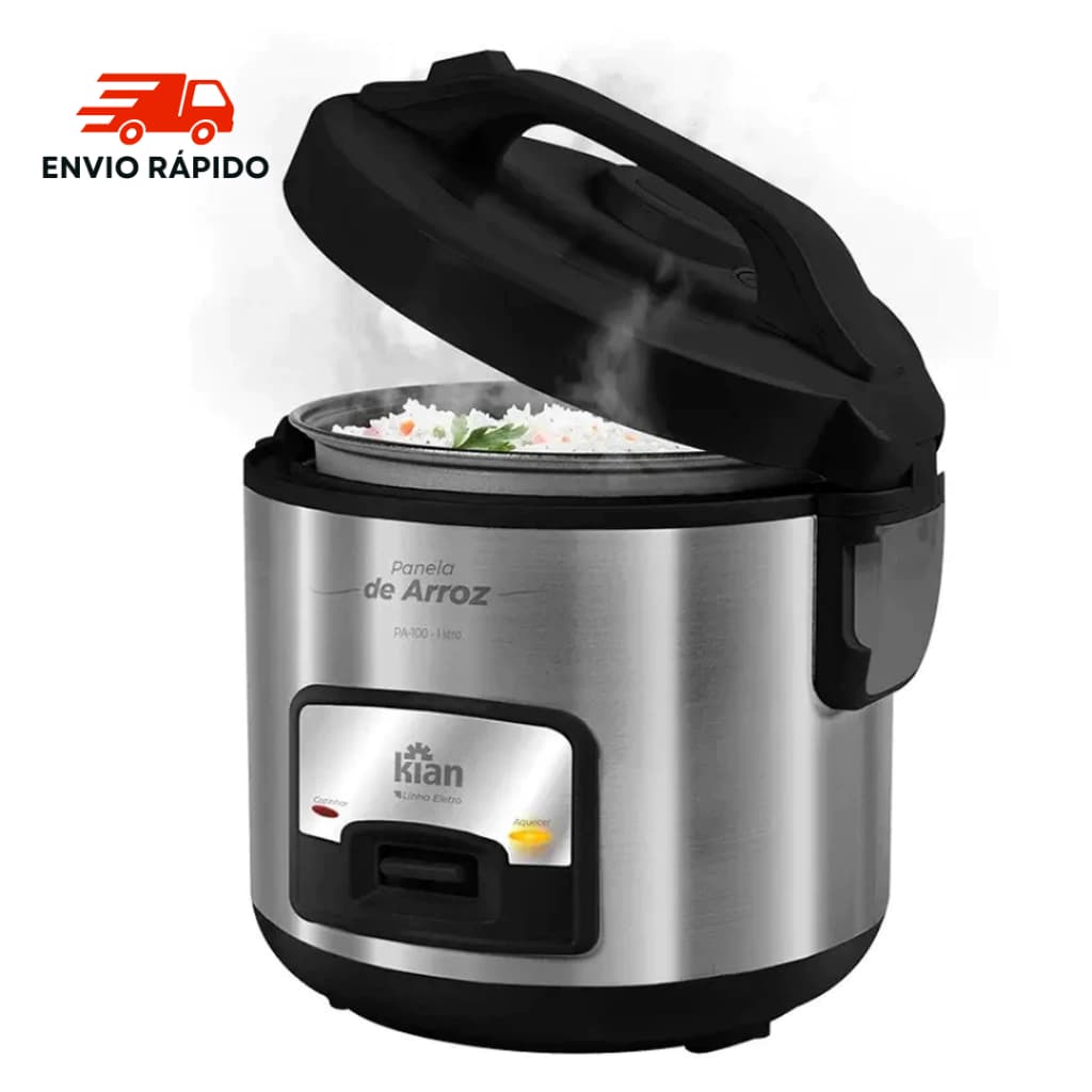 Panela de Arroz Elétrica 400W 1LT Inox / Preta 220V - Kian