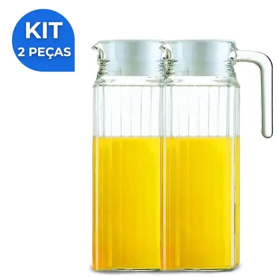 Kit 2 Jarras De Vidro Suíça 1 Litro Jarra Para Suco Água Vidro Resistente
