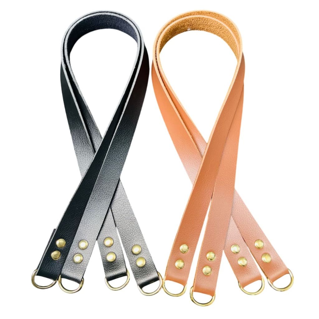 Par De Alça Para Bolsa Em Couro 2cmx60cm Com Meia Argola