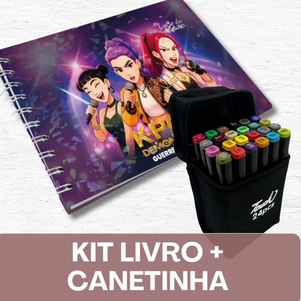 Guerreiras do K-pop + CANETINHAS  Livro de Colorir + Canetinhas / 50 Folhas / Capa Holográfica
