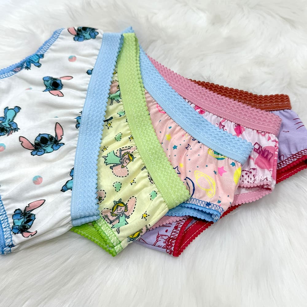 Kit 5 Calcinhas Infantis Estampadas – Moda Íntima em Algodão Puro