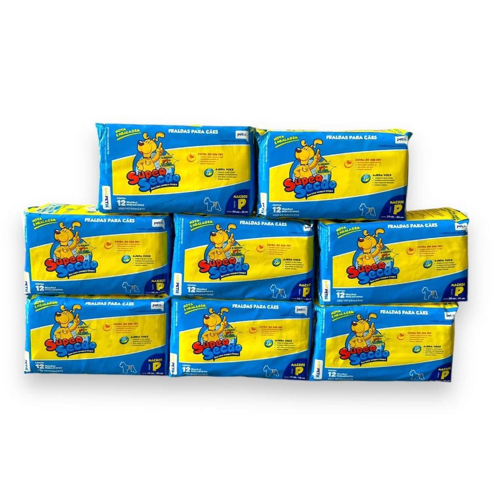 8 Pacotes Fralda Super Secão Descartável para Macho P 96 Un para Cachorro